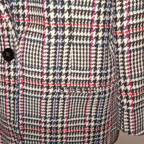 Worthington black and white wool blend herringbone blazer with Specks of color - Picture 7 of 11